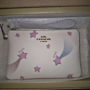 Coach Cream and Pink Wristlet With Charms